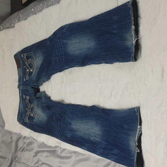 Big Star Maddie Boot Deep Stretchy Blue Jeans Bootcut Sz 34 (?) - Picture 6 of 11